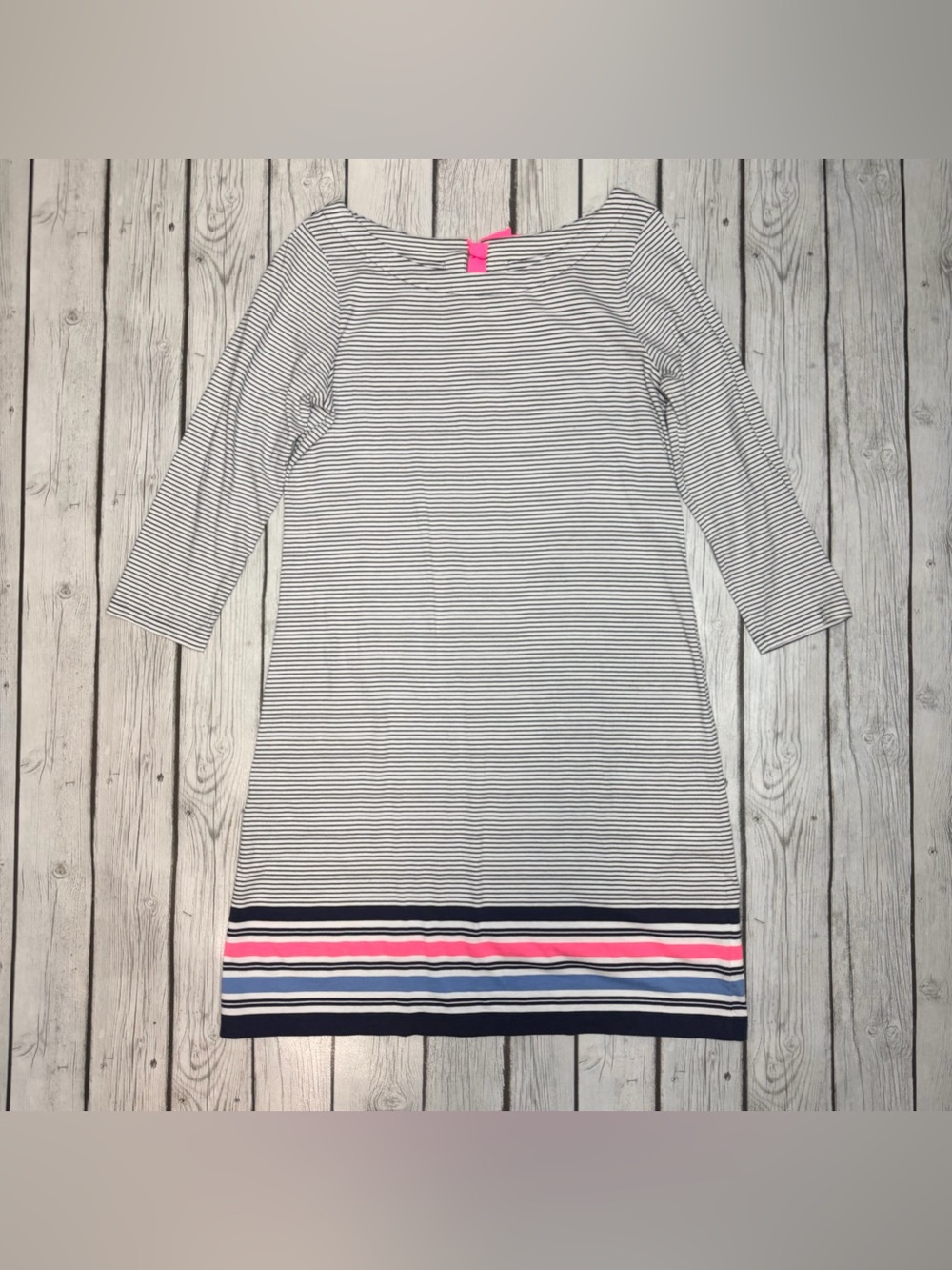 Lilly Pulitzer Women's M Noelle Dress Bayside Stripe Pima Cotton